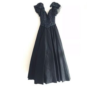 Vintage Mike Benet | Formals Womens Sequins Ball Gown Dress Maxi Embroidered